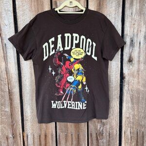 Deadpool Wolverine Marvel Graphic T Shirt Mens Medium Brown Comic Tee